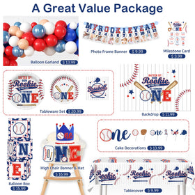 Cocomigo Rookie Year backdrop sets a baseball themed scene for family photos
