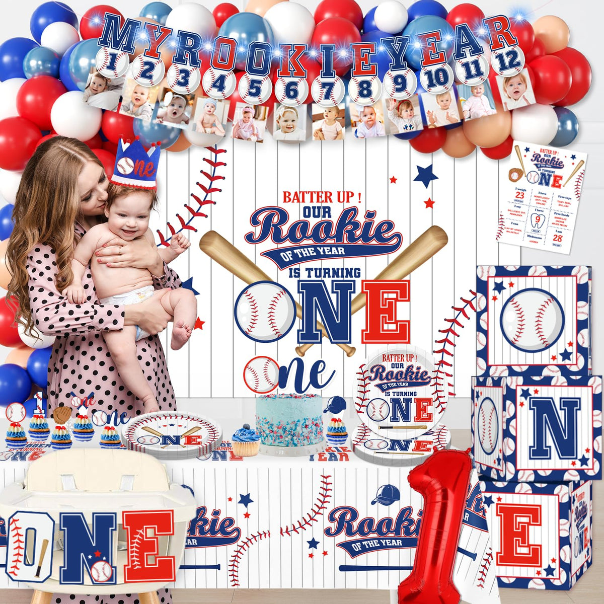 Cocomigo Rookie Year 32 inch number 1 balloon highlights the milestone year