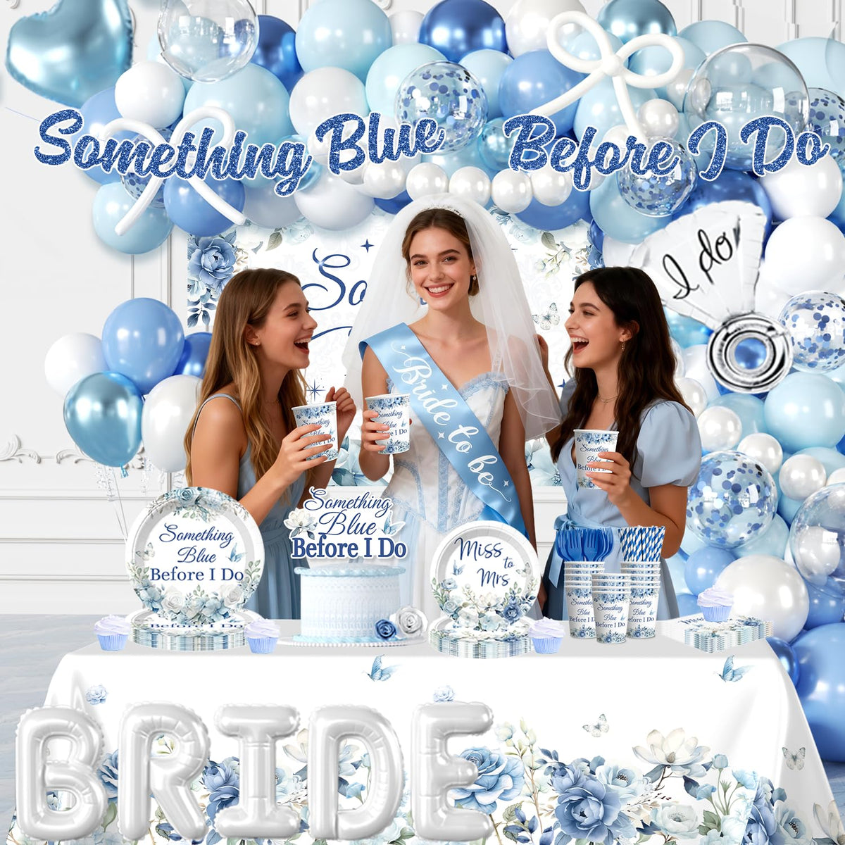 Cocomigo something-blue backdrop banner adds elegant ambience