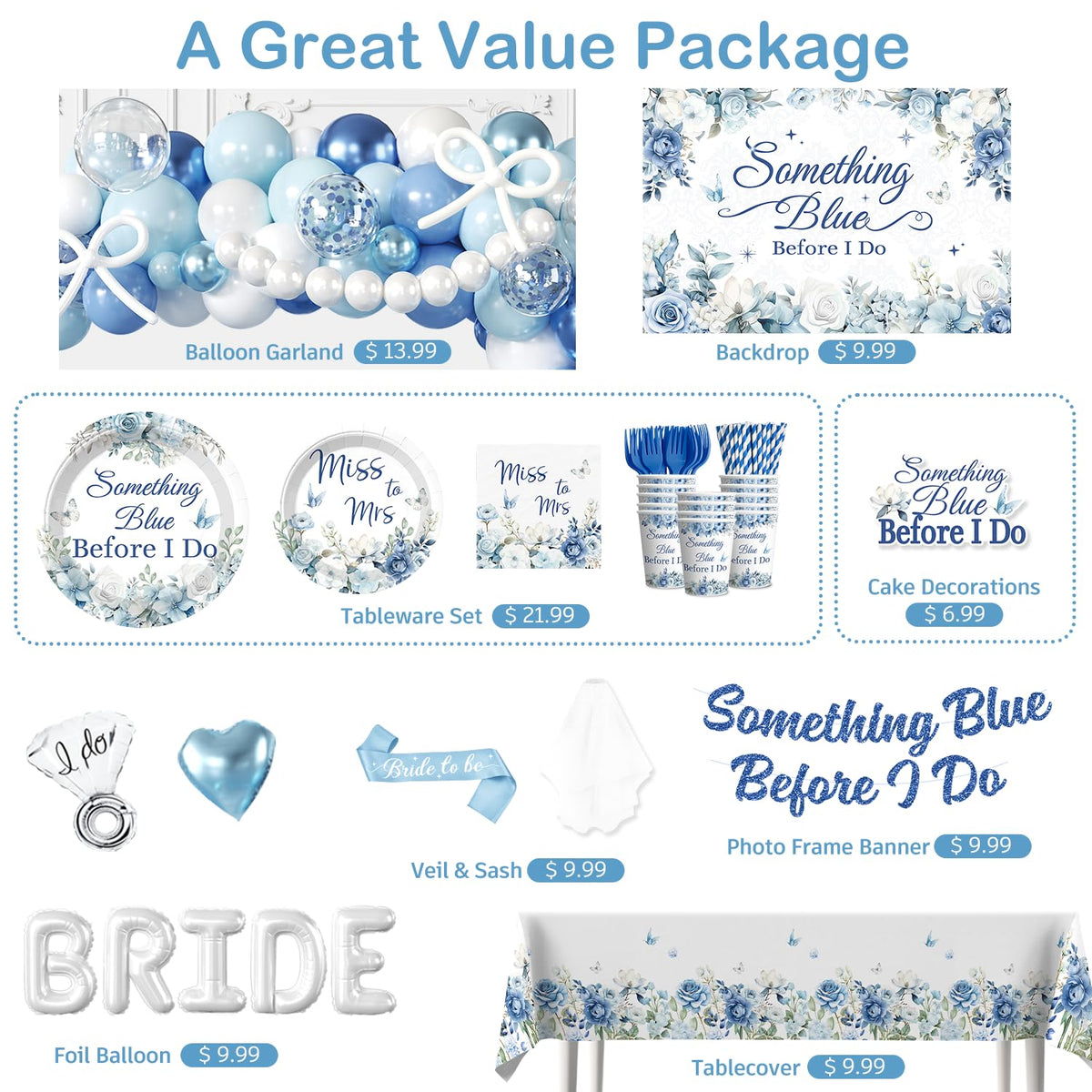 Cocomigo something-blue cake topper highlights the celebration