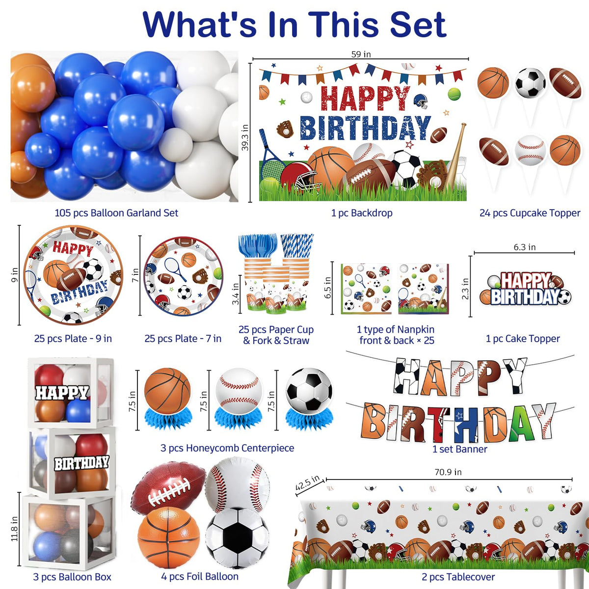 Cocomigo sports cake topper highlights the birthday cake as the centerpiece.