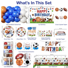 Cocomigo sports cake topper highlights the birthday cake as the centerpiece.