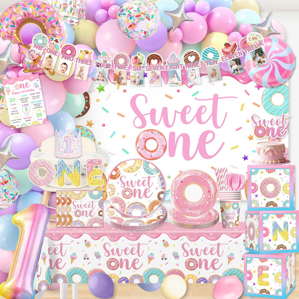 Cocomigo Sweet One photo banner brightens the first birthday decor and photo moments