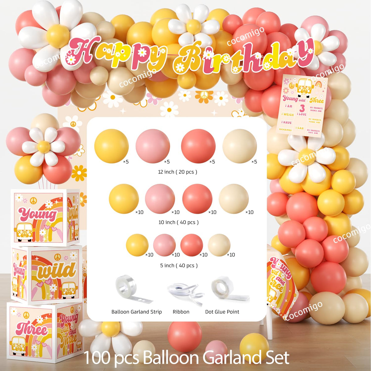 Cocomigo Young Wild and Three balloon arch creates a dramatic entrance