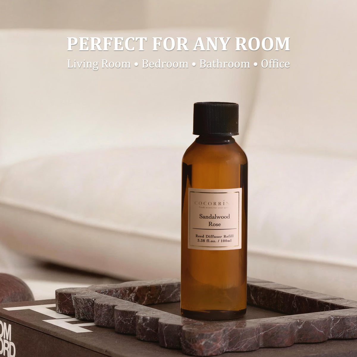 COCORRÍNA bathroom diffuser setup with refill bottles.