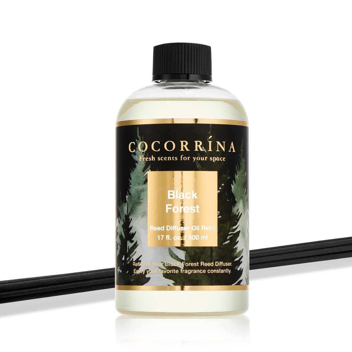 Cocorrína Black Forest diffuser enhancing decor with subtle fragrance.