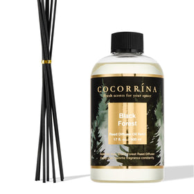 Cocorrína Black Forest refill bottle close-up showing premium design and long-lasting fragrance.