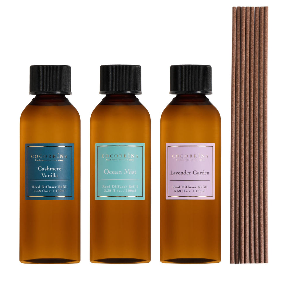COCORRÍNA Cashmere Vanilla bottle releasing warm fragrance in living spaces