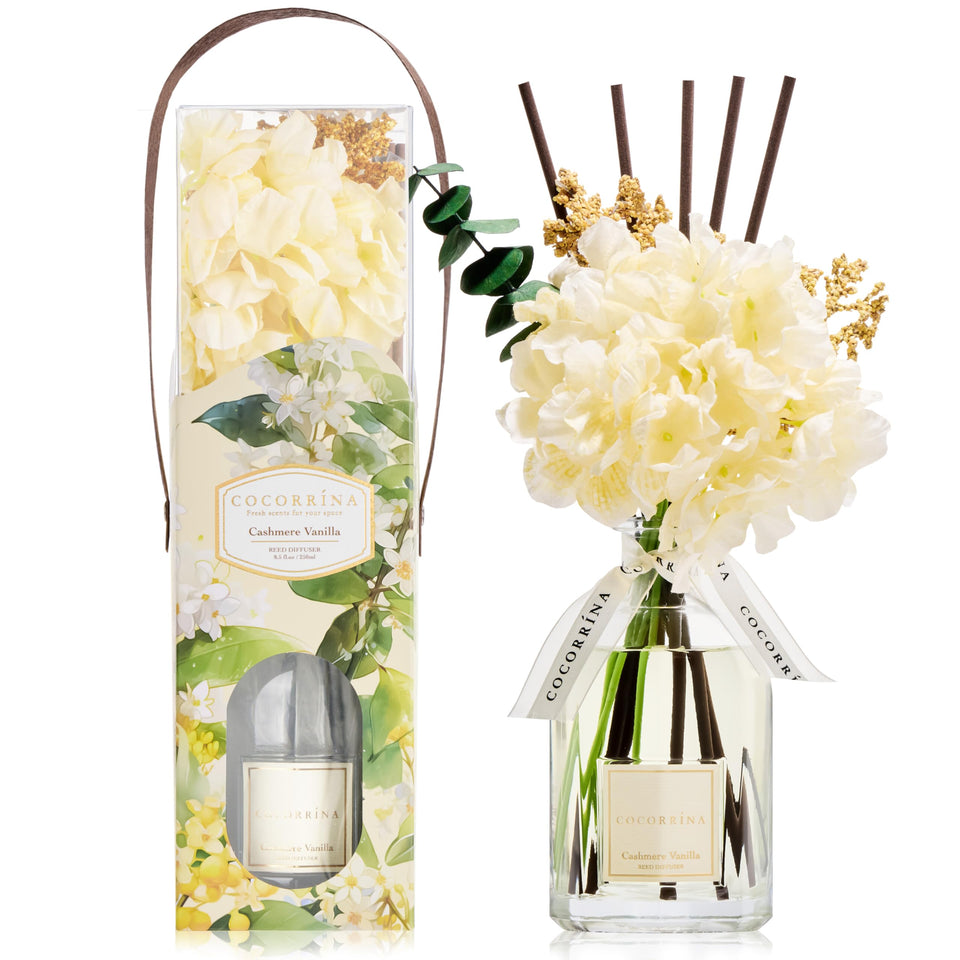 COCORRINA Cashmere Vanilla diffuser bottle with warm, inviting scent
