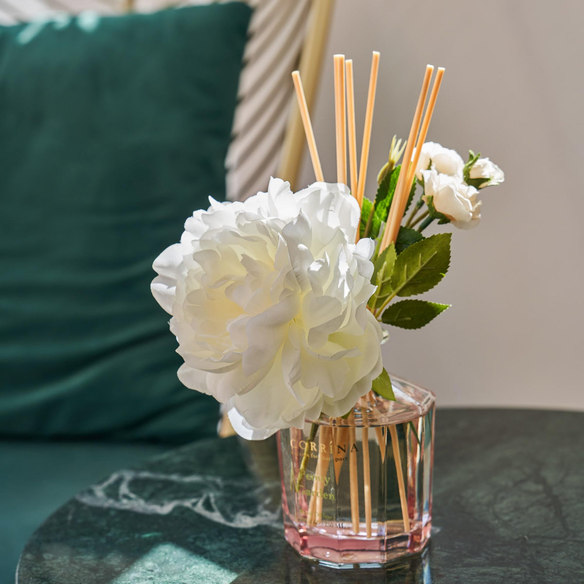Floral notes of peony, rose, jasmine, and patchouli create inviting spaces.