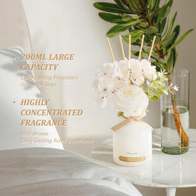 COCORRÍNA diffuser bottle on shelf adds botanical decor and scent.