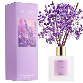 cocorrina lavender garden diffuser bottle on shelf for a calming home scent.