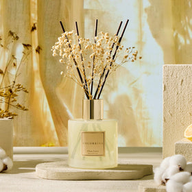 COCORRINA living room scene shows fresh linen ambience