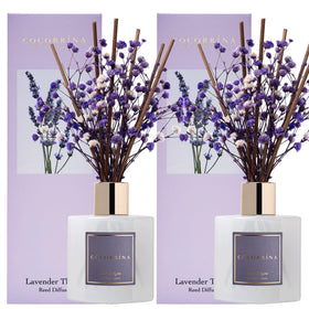 COCORRÍNA premium reed diffuser two-pack with lavender-thyme scent for home or office.