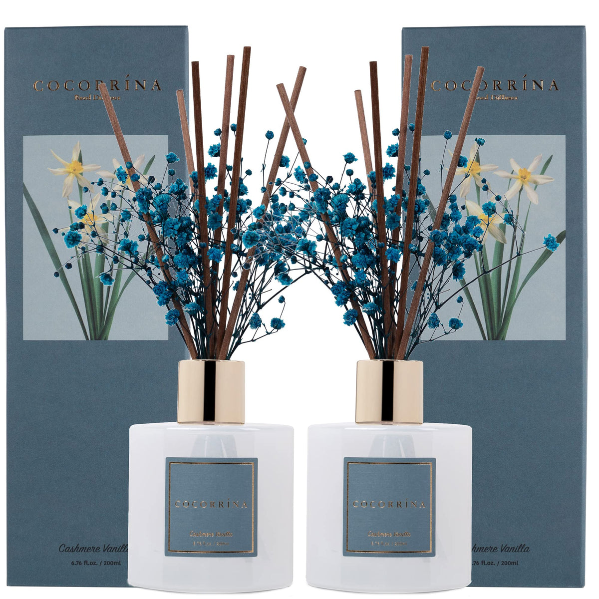 COCORRINA preserved baby's breath with cotton sticks creates a soft, inviting ambience.