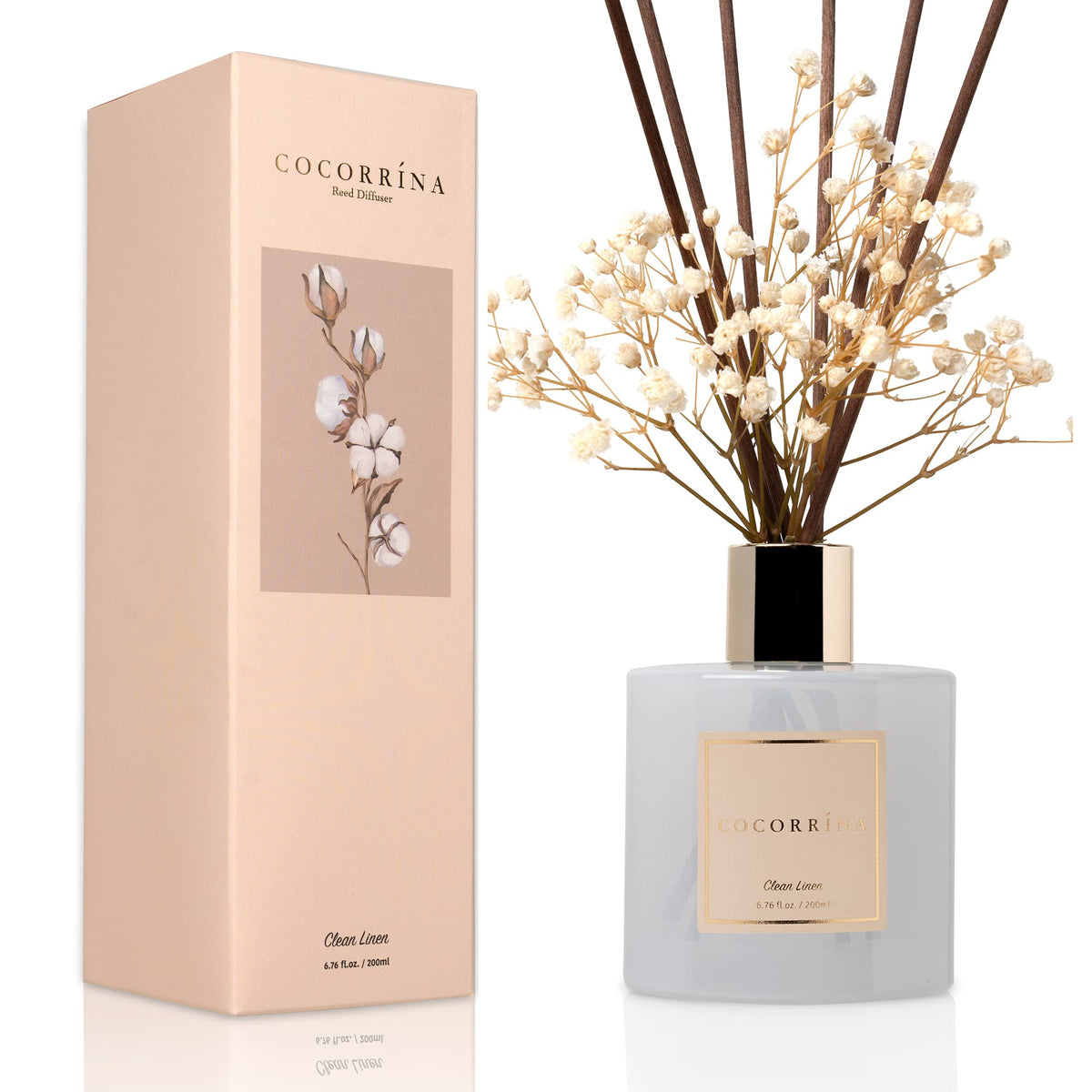 COCORRÍNA clean linen sticks diffuse subtle fragrance to brighten any room.