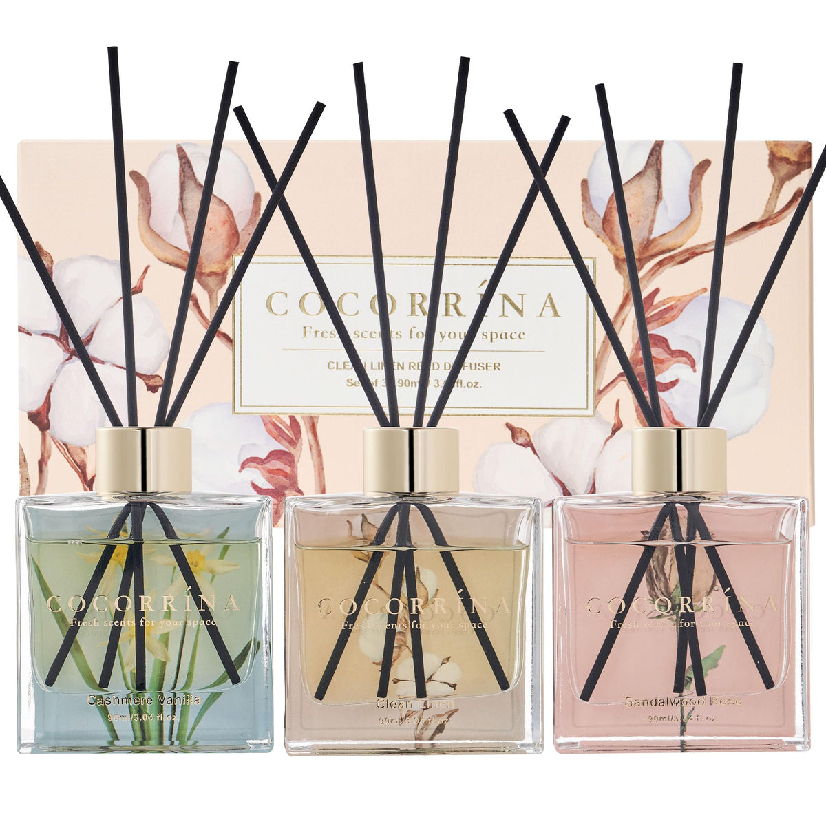 COCORRÍNA cashmere vanilla diffuser bottle for a cozy living space.