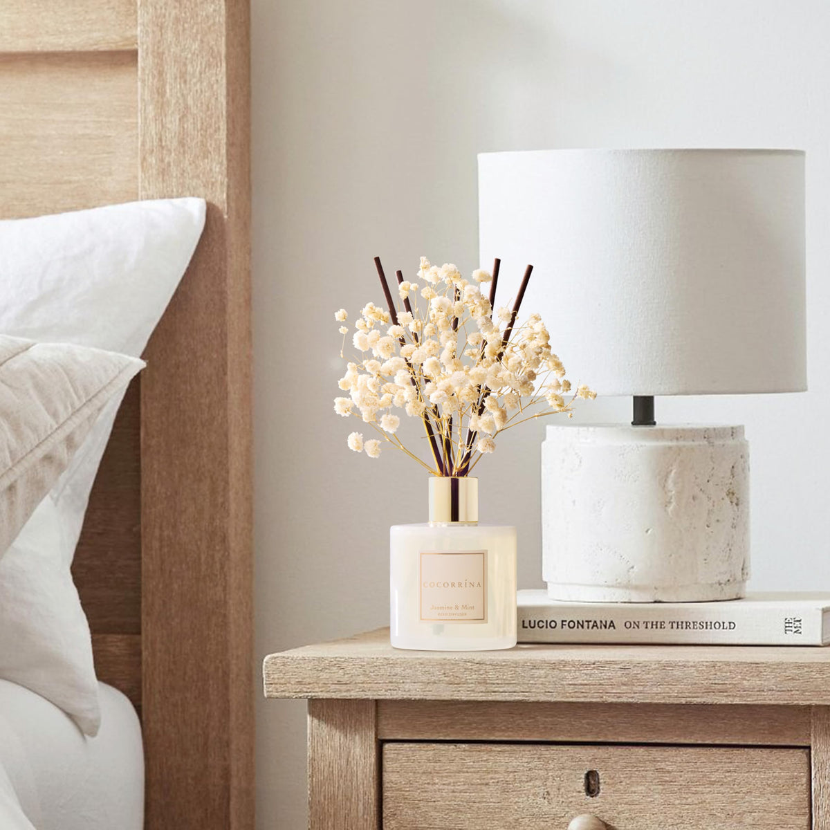 COCORRÍNA diffuser on a shelf creating inviting home ambiance.