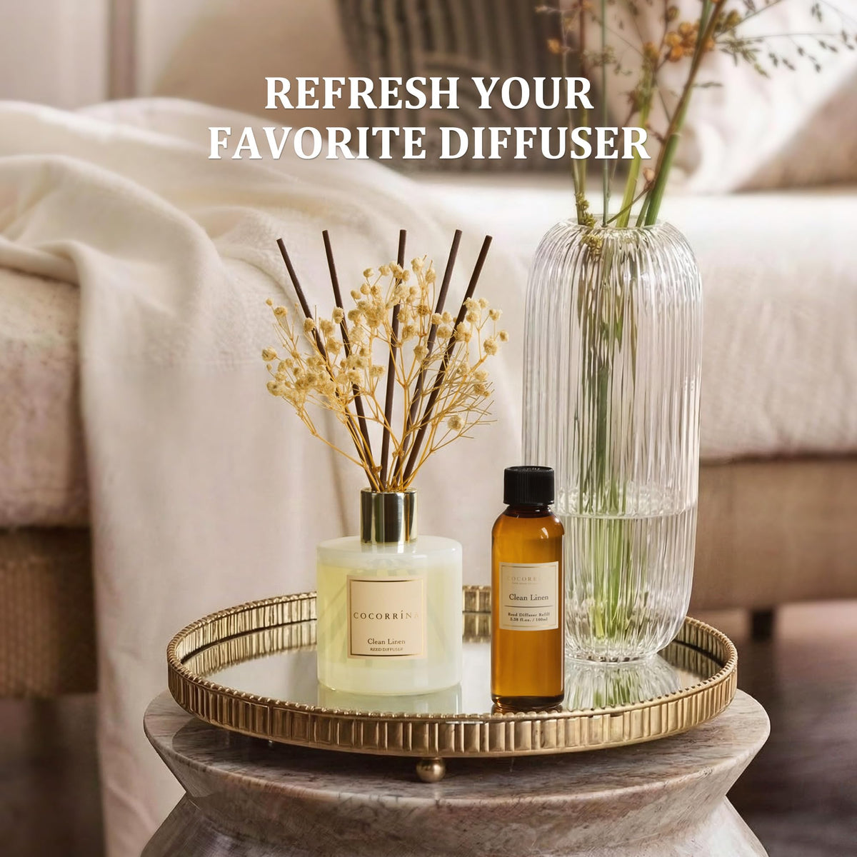 COCORRÍNA wild mint eucalyptus refill bottle adds crisp, energizing scent.