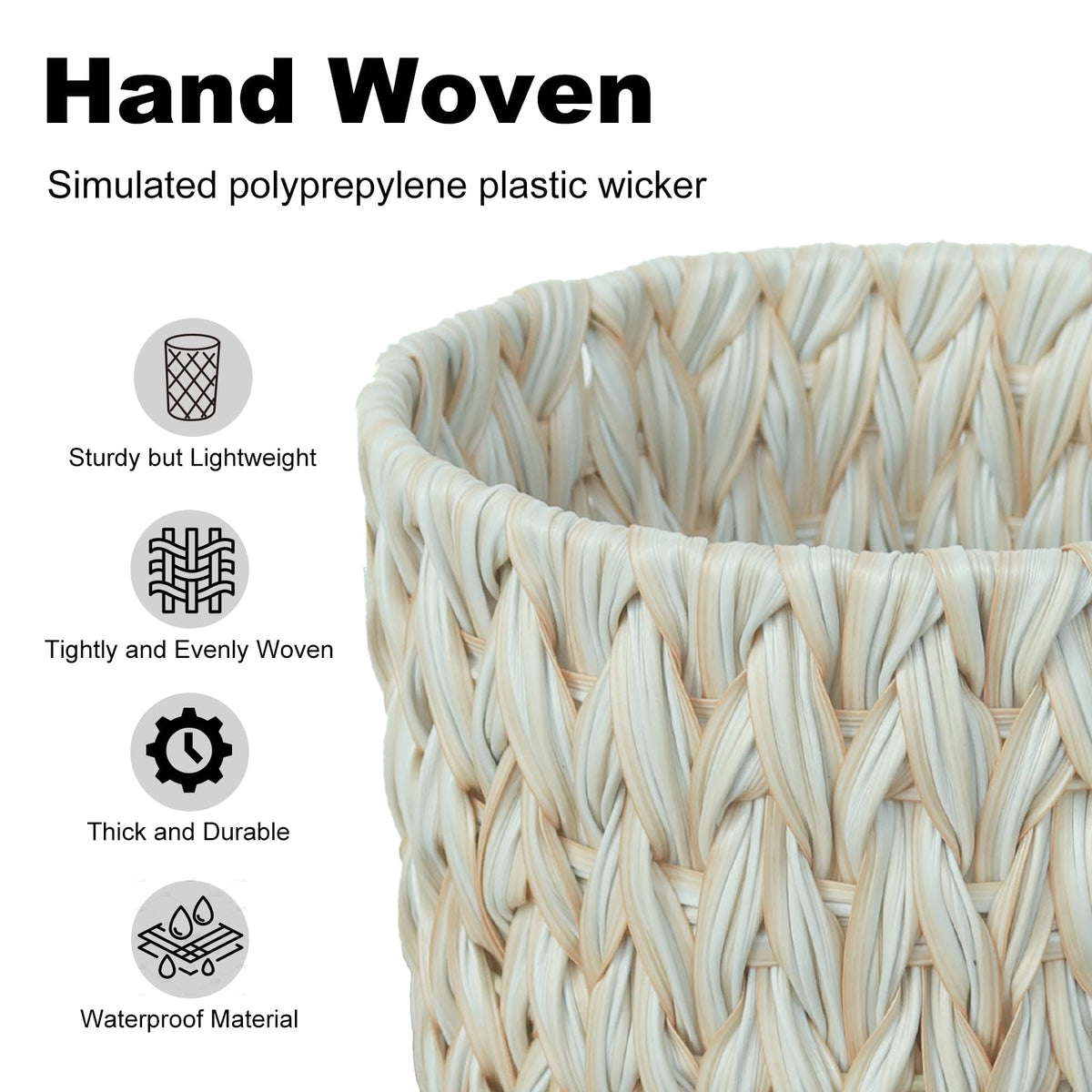 Coeusy 2-gallon bin adds decorative utility in bathrooms, bedrooms, or offices.