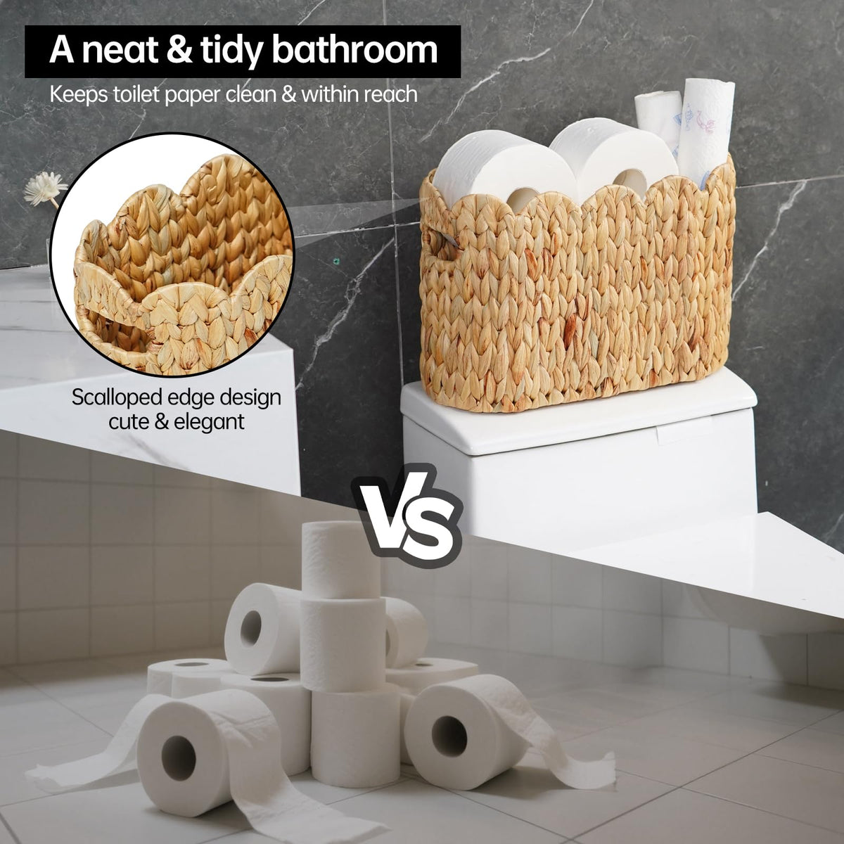Coeusy basket with side handles for easy carrying and repositioning.