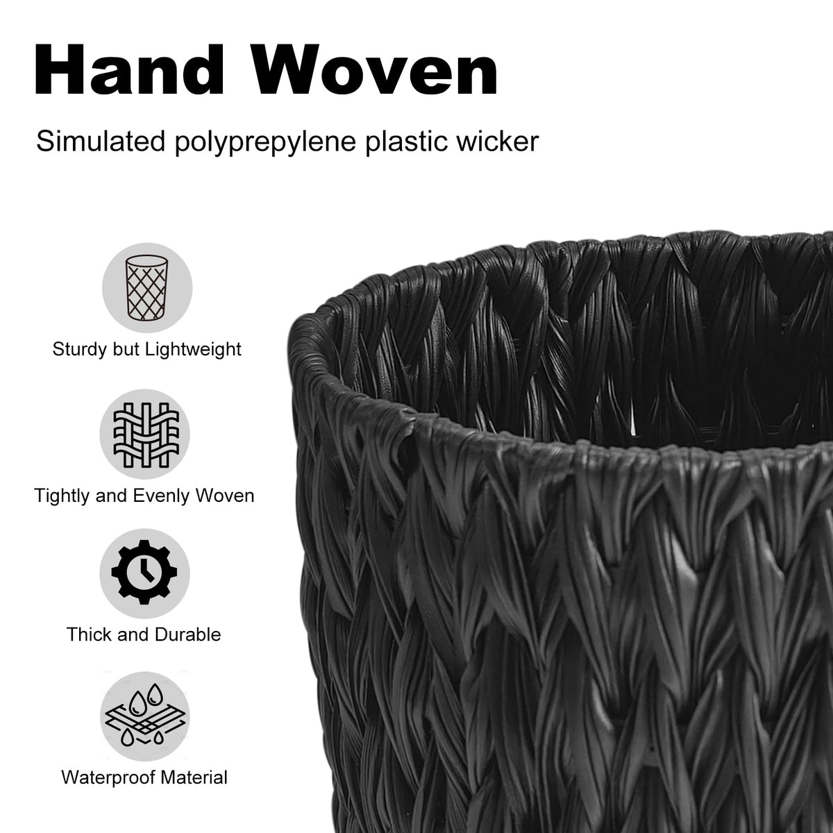 Coeusy compact round trash can ideal for bathrooms and bedrooms without crowding.