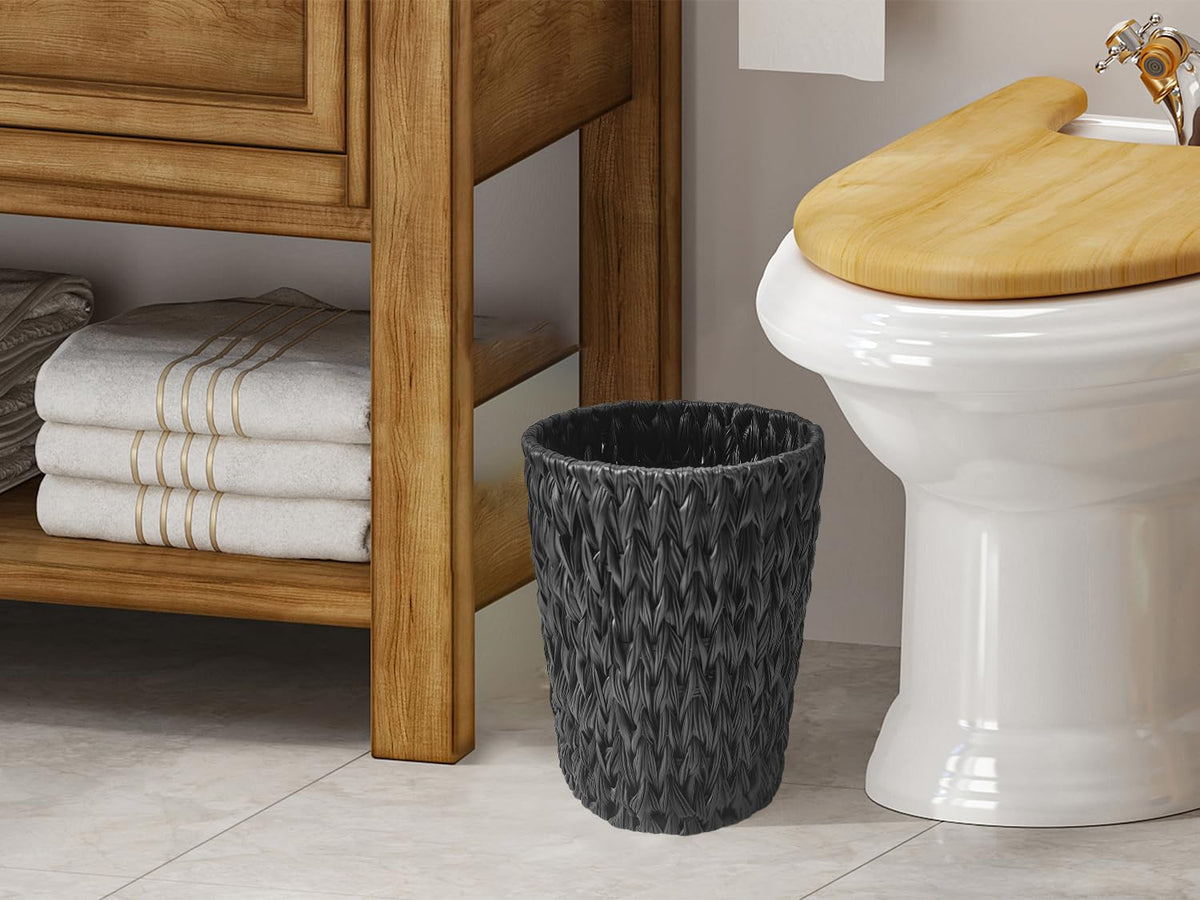 Coeusy durable wicker basket with metal frame providing stable, non-tip operation.