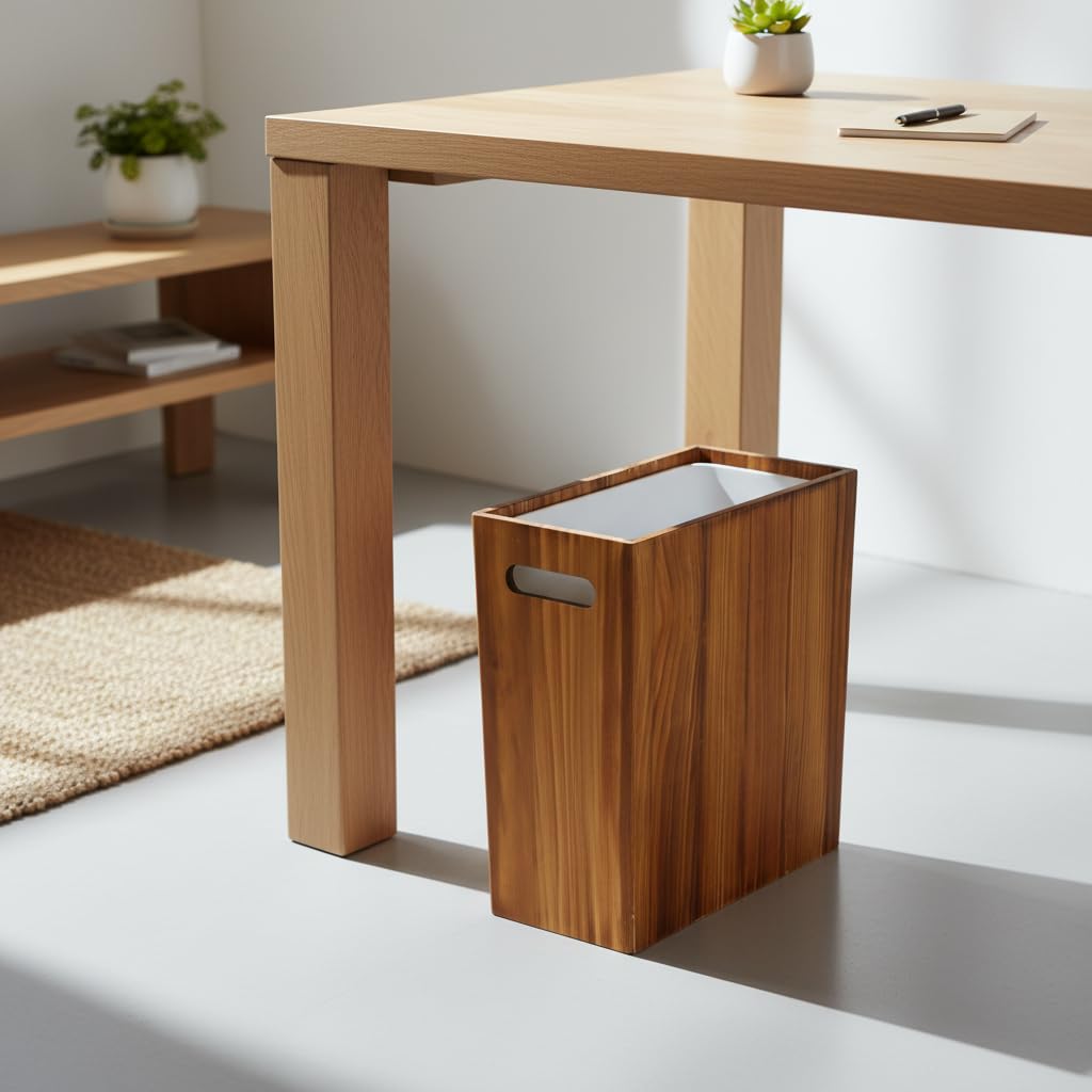 Coeusy farmhouse wood trash can adds decorative charm to any room.
