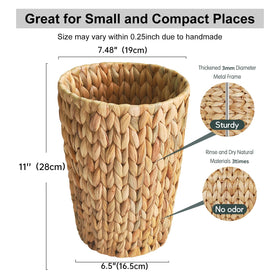 Coeusy handcrafted wicker bin highlights artisan details for a natural, eco-friendly bathroom decor.