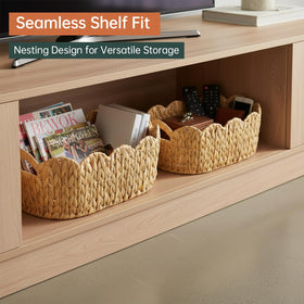Coeusy medium basket 14x7.9x5.9 inches fits bathrooms and desks.