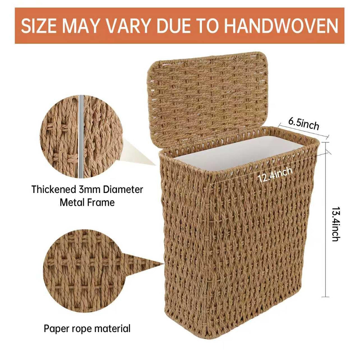 Coeusy slim waste basket fits under sinks and tight corners.