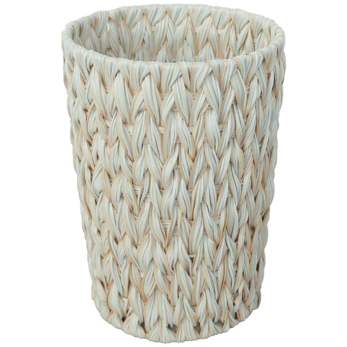 Coeusy round wicker trash can with 2-gallon capacity fits compact bathrooms and offices.