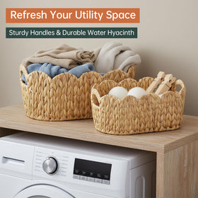 Coeusy scalloped edge detail adds character to shelves and storage.
