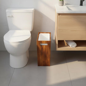 Coeusy small bathroom trash can blends with decor while hiding waste.