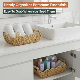 Coeusy wicker basket suited for kitchen snacks and pantry items.