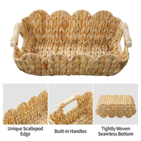 Coeusy durable wicker basket with built-in handles for carrying.