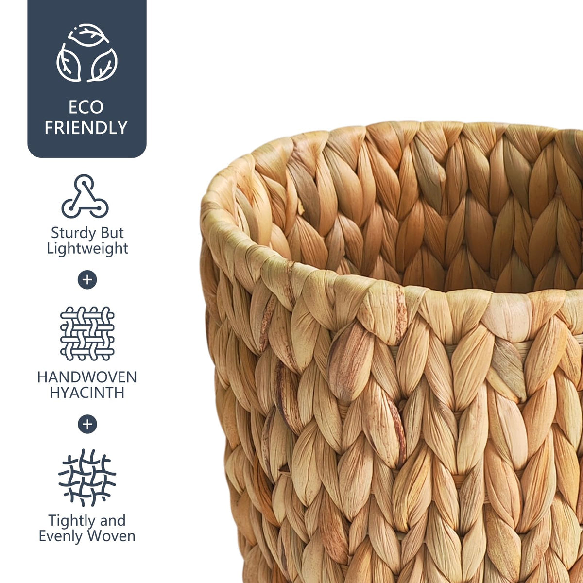 Coeusy compact wicker trash bin is ideal for small spaces like apartments and dorms.