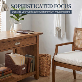 Coeusy decorative wicker bin complements boho and farmhouse decor with natural texture.