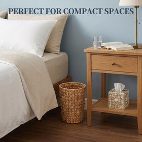 Coeusy wicker trash can with durable weave suits closets and bedrooms for tidy spaces.