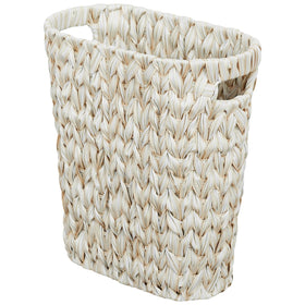 Coeusy wicker trash can in cream for bathroom, large capacity and stylish storage.