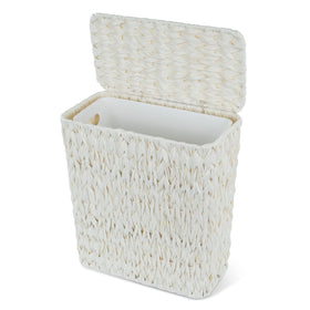 Coeusy wicker trash can with lid: compact front view for small spaces