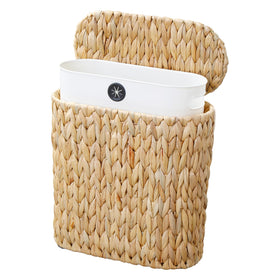 Coeusy wicker trash can with lid for bathroom, keeps odors contained and pets out