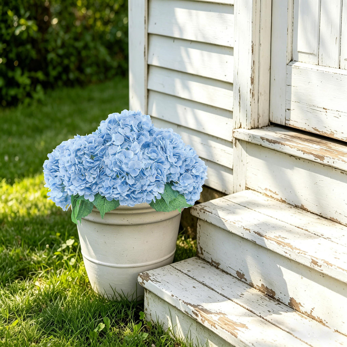 Coferset baby blue lifelike hydrangea assembly centerpiece highlights 22-inch height