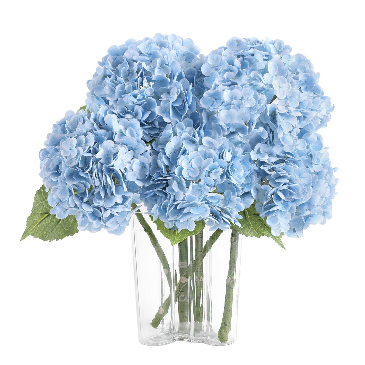 Coferset baby blue lifelike hydrangea bloom closeup for elegant decor