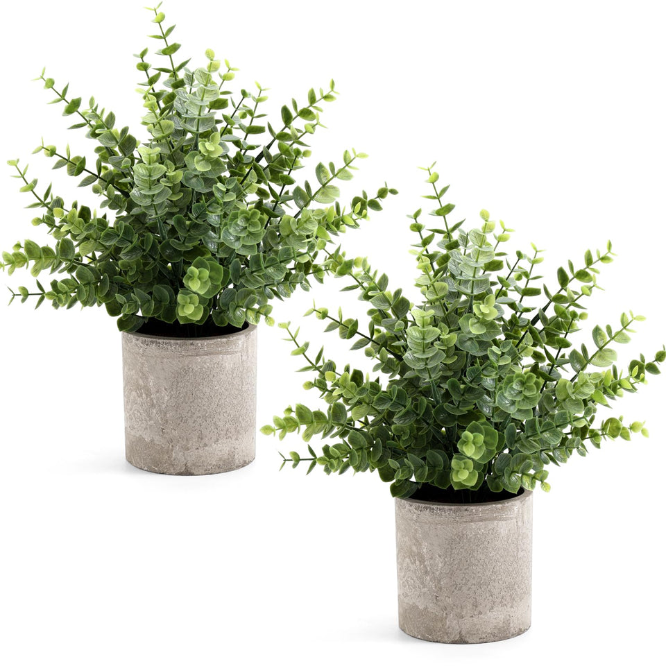 Coferset eucalyptus 14in artificial plant full view for vibrant shelf decor