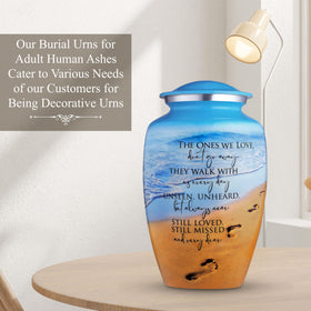 Cogent Memorials soft felt base urn, surface protection for display.