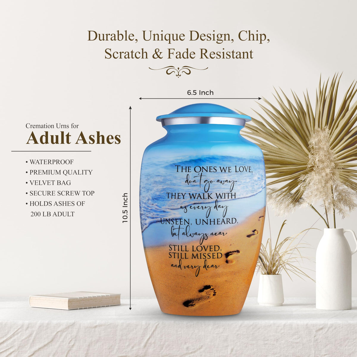 Cogent Memorials threaded lid aluminum urn, secure containment for ashes.