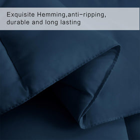 COHOME premium king size comforter reversible navy tabs closeup demonstrating secure fit