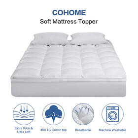 COHOME Queen Topper plush-fill close-up shows extra thickness for comfort