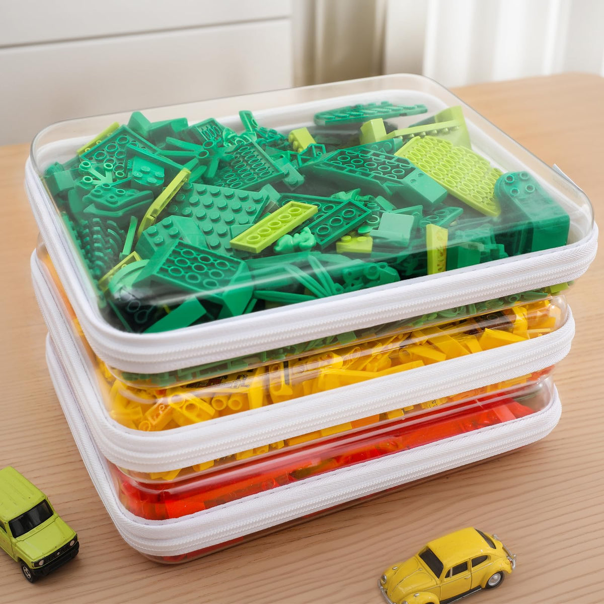 CoiiJoii 3PCS large clear case front view highlights see-through ease for quick item spotting.